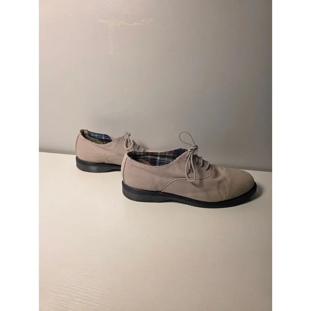 Dr. Martens Delray Canvas Oxfords Men's US 11 Beige Casual Lace Up Shoes Dress
